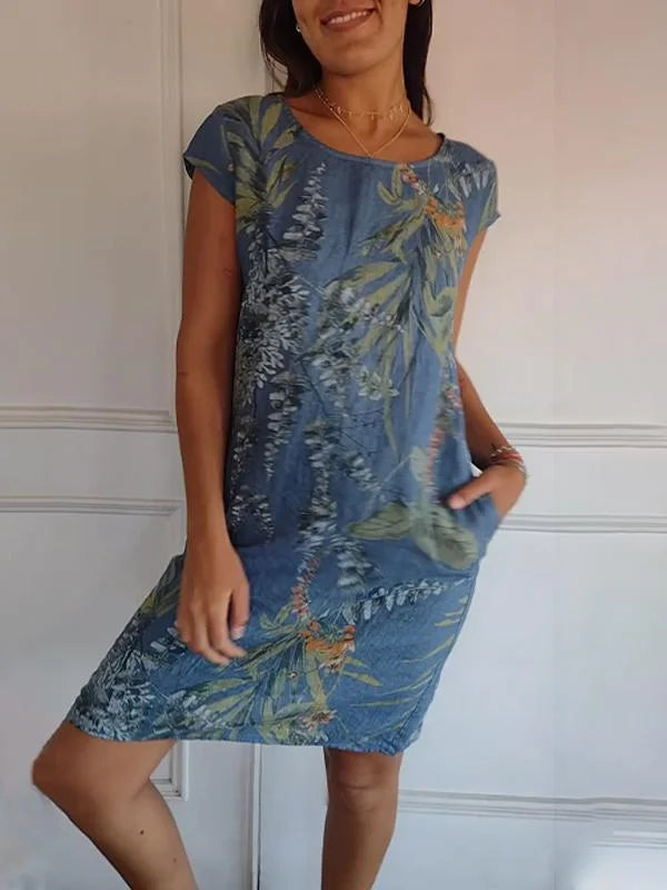 Britt – Kleid mit Muster und rundem Halsausschnitt