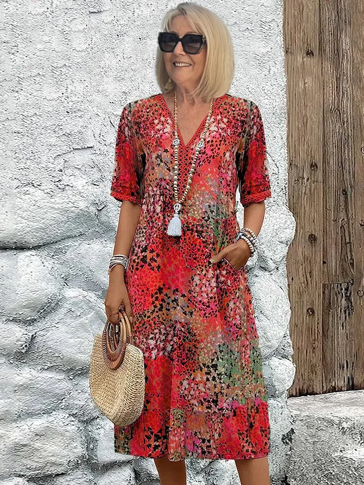 Melina – Komfortables Midikleid mit V-Ausschnitt