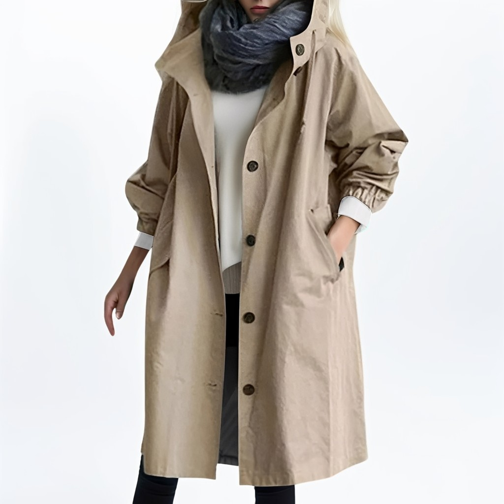Shawna - Lange, wasserdichte Damenjacke mit Kapuze