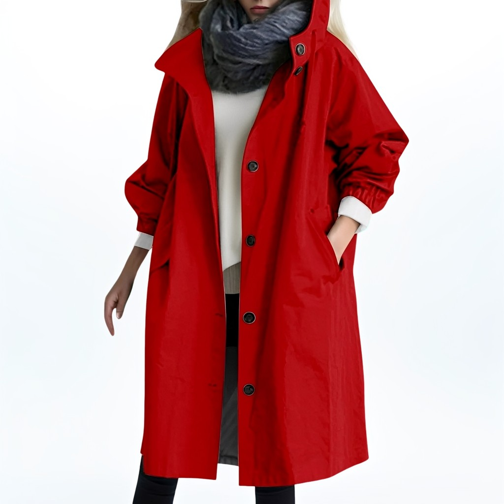 Shawna - Lange, wasserdichte Damenjacke mit Kapuze
