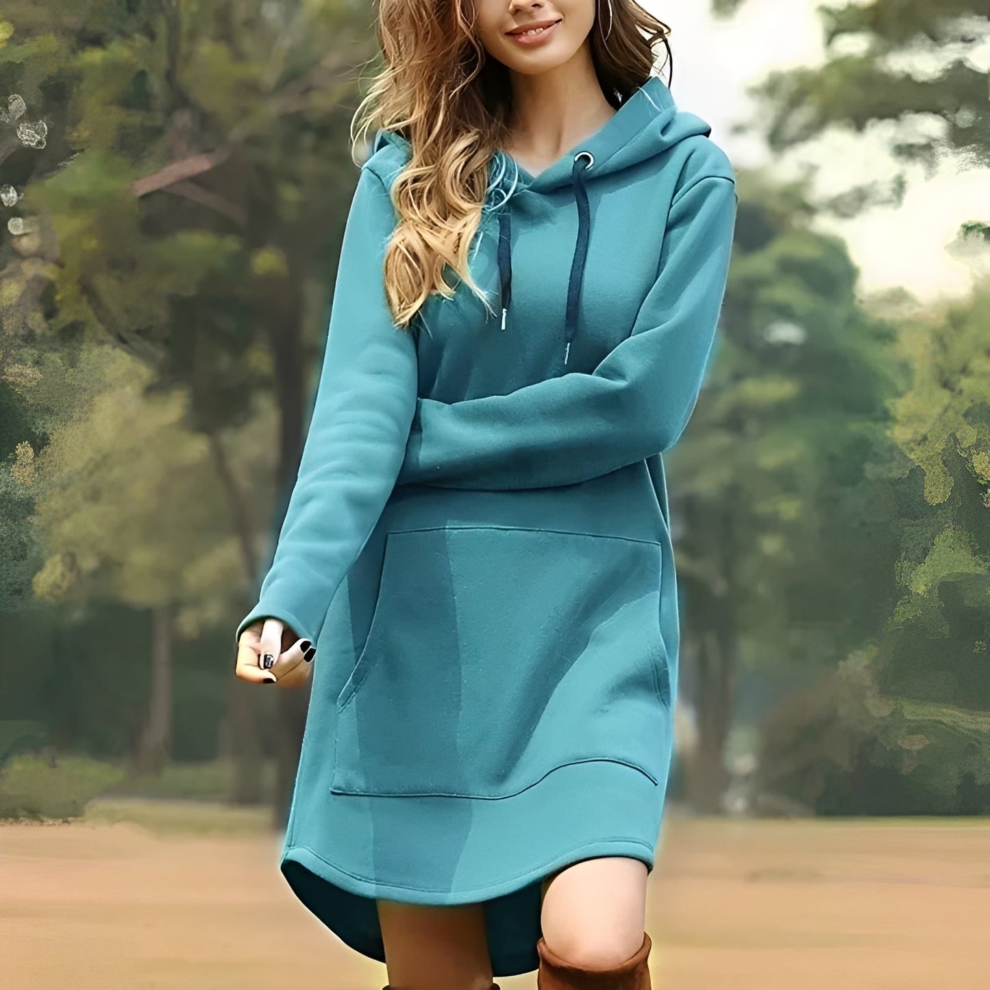 Lorraine - Gemütliches langes Kapuzenkleid für Damen
