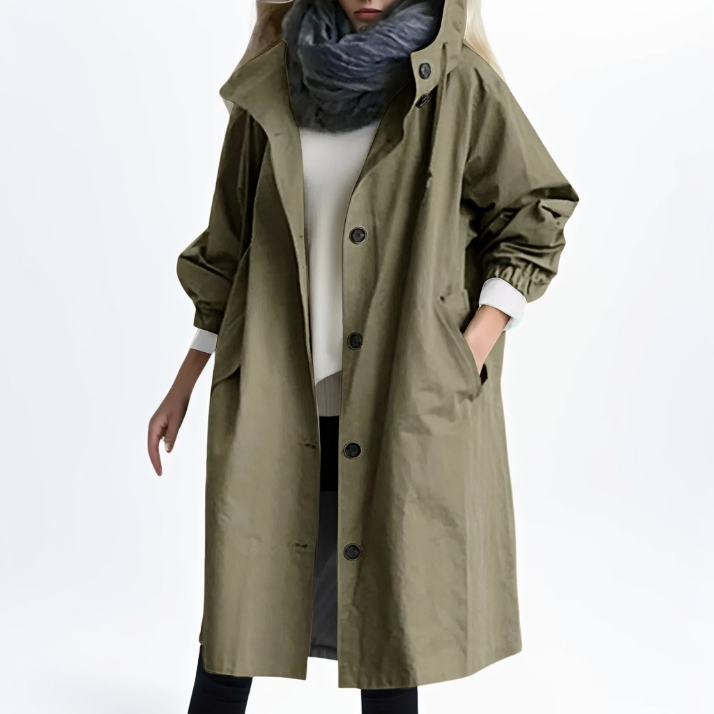 Shawna - Lange, wasserdichte Damenjacke mit Kapuze