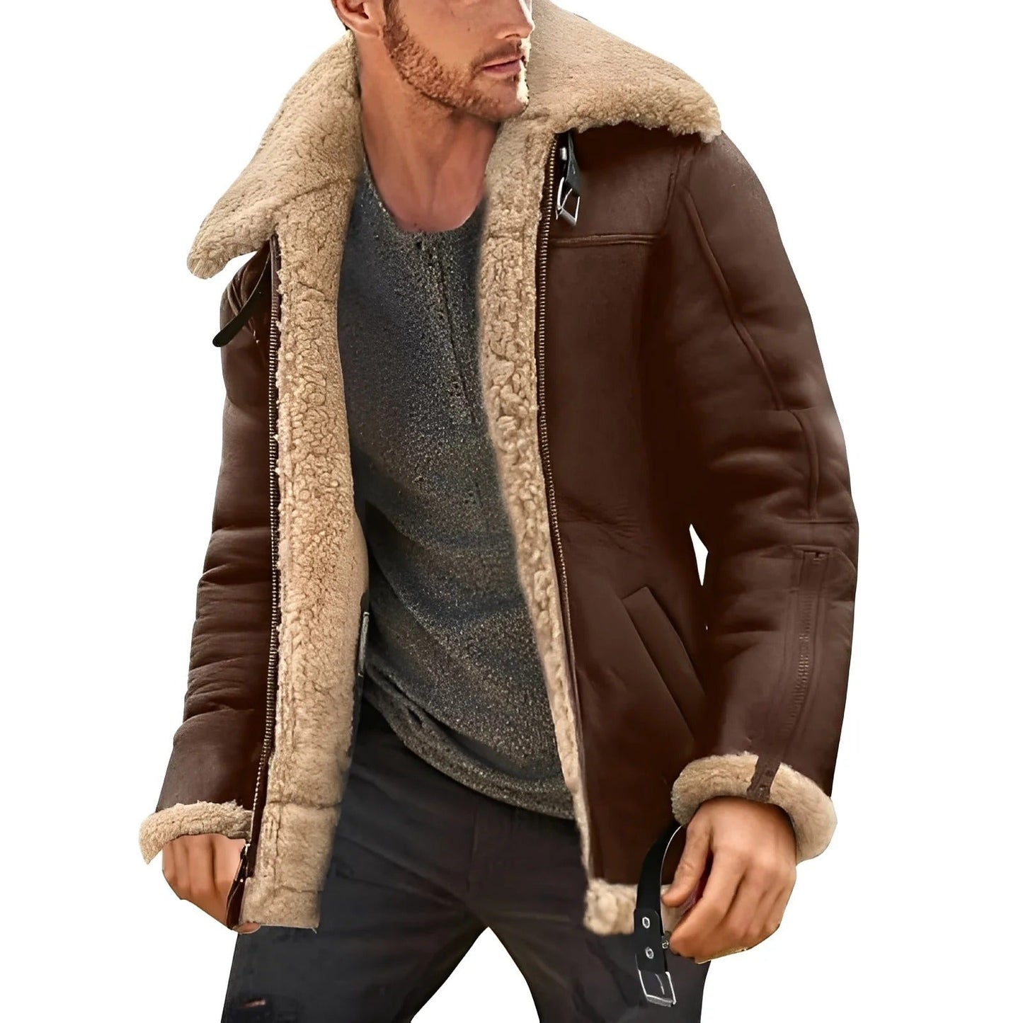 Brendon - Robuste und dicke Herrenlederjacke