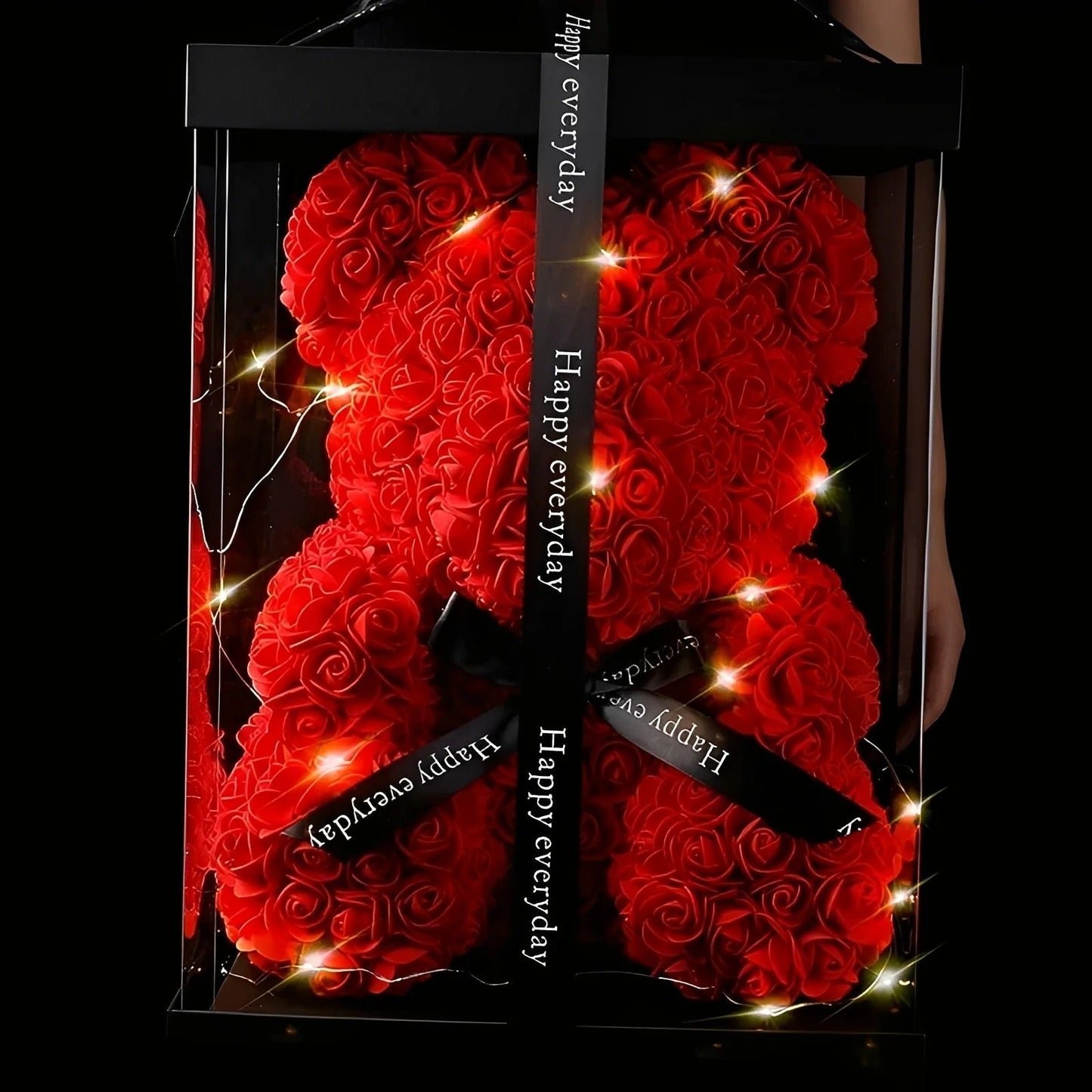 Teddie - Herziger Rosenbär mit LED-Geschenkbox für den Valentinstag