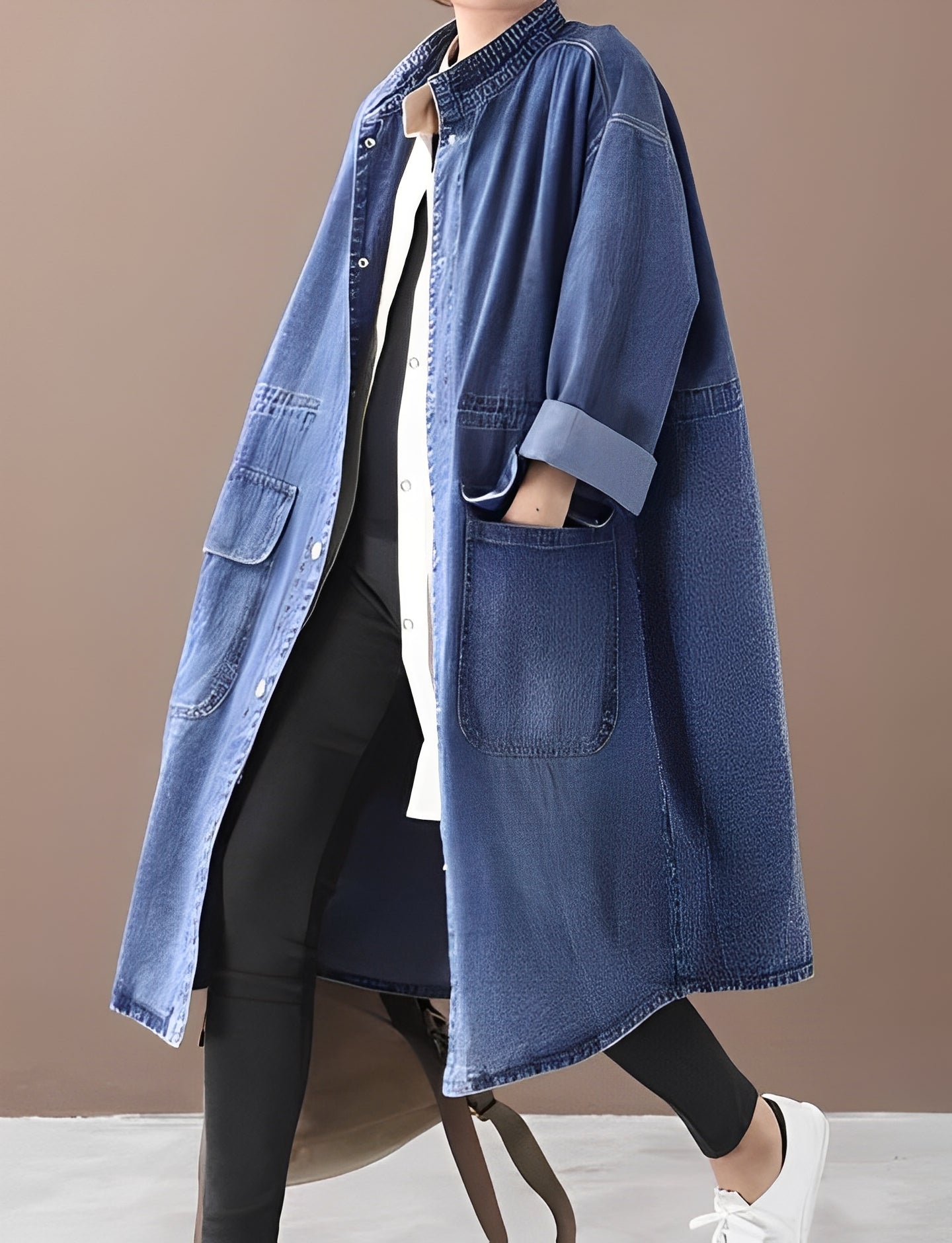 Jacinda - Damen-Jeansjacke im lässigen Stil mit Stehkragen