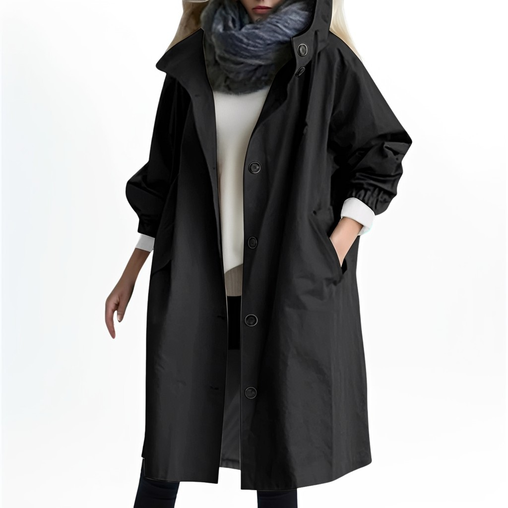 Shawna - Lange, wasserdichte Damenjacke mit Kapuze