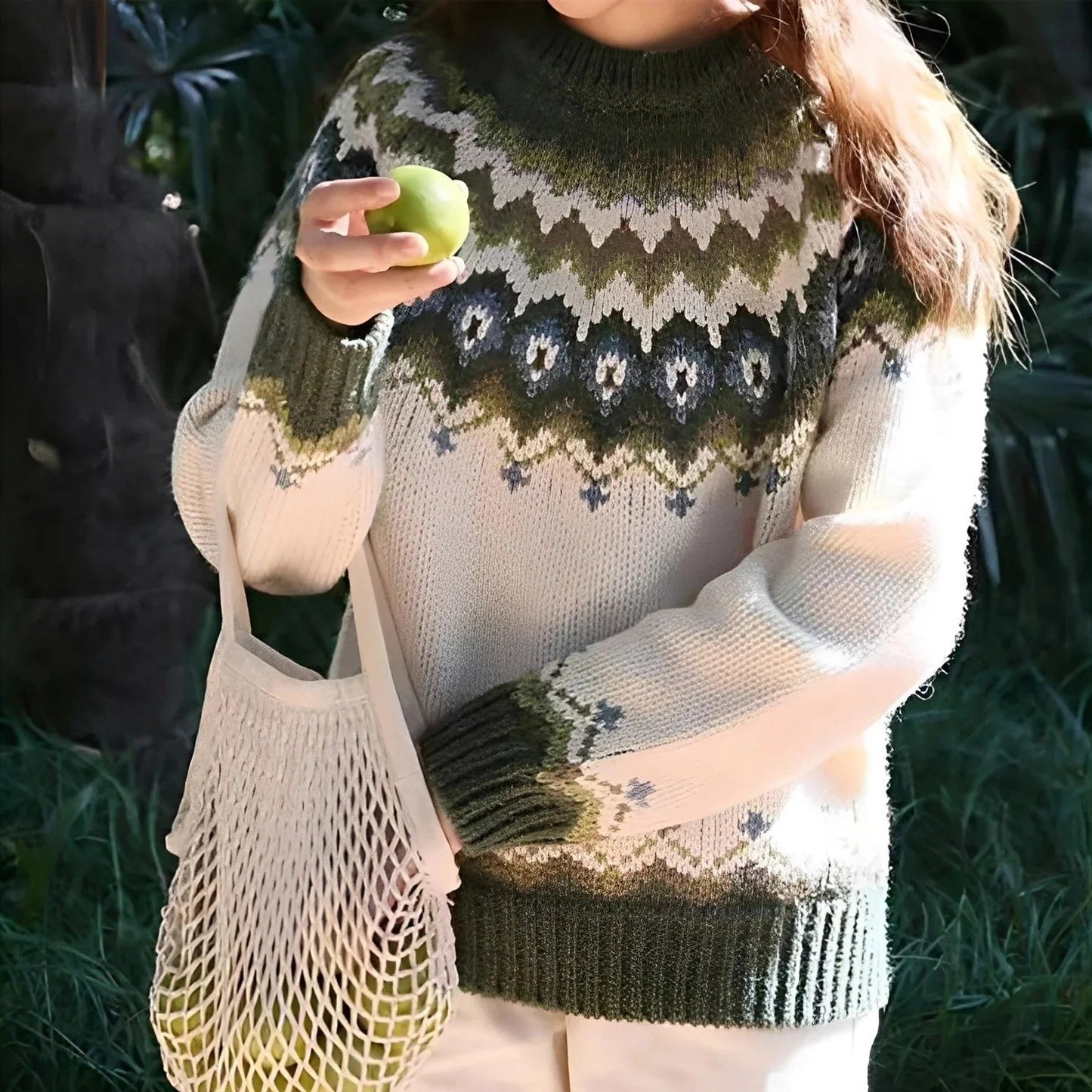 Holly - Traditioneller Damenpullover aus Wolle mit Muster