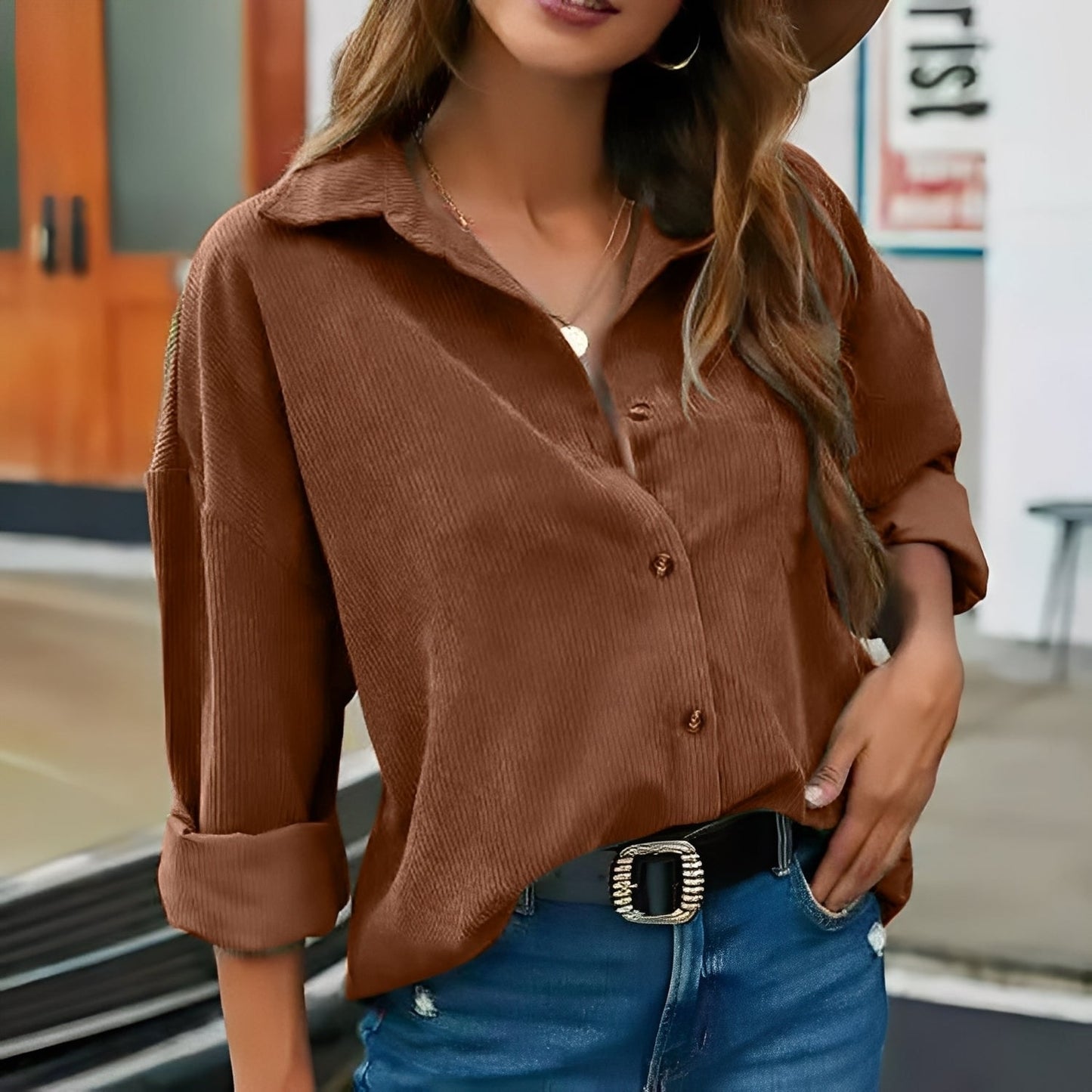 Everly - Bequeme, lockere Cordbluse für Damen