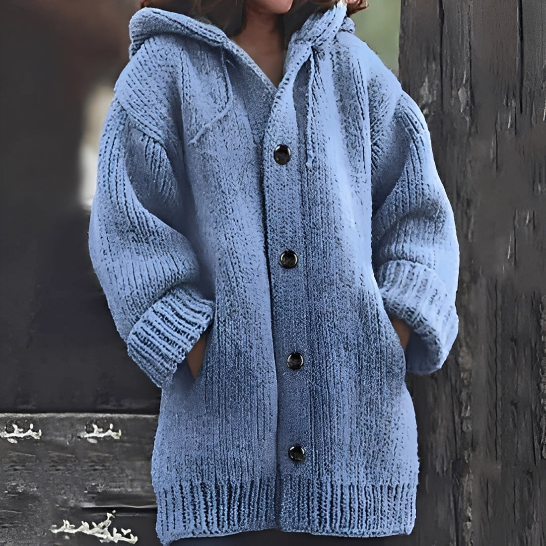 Jaqueline - Bequeme Damen-Strickjacke mit Kapuze