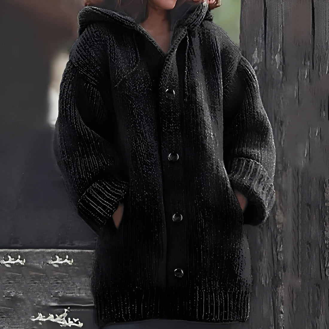 Jaqueline - Bequeme Damen-Strickjacke mit Kapuze