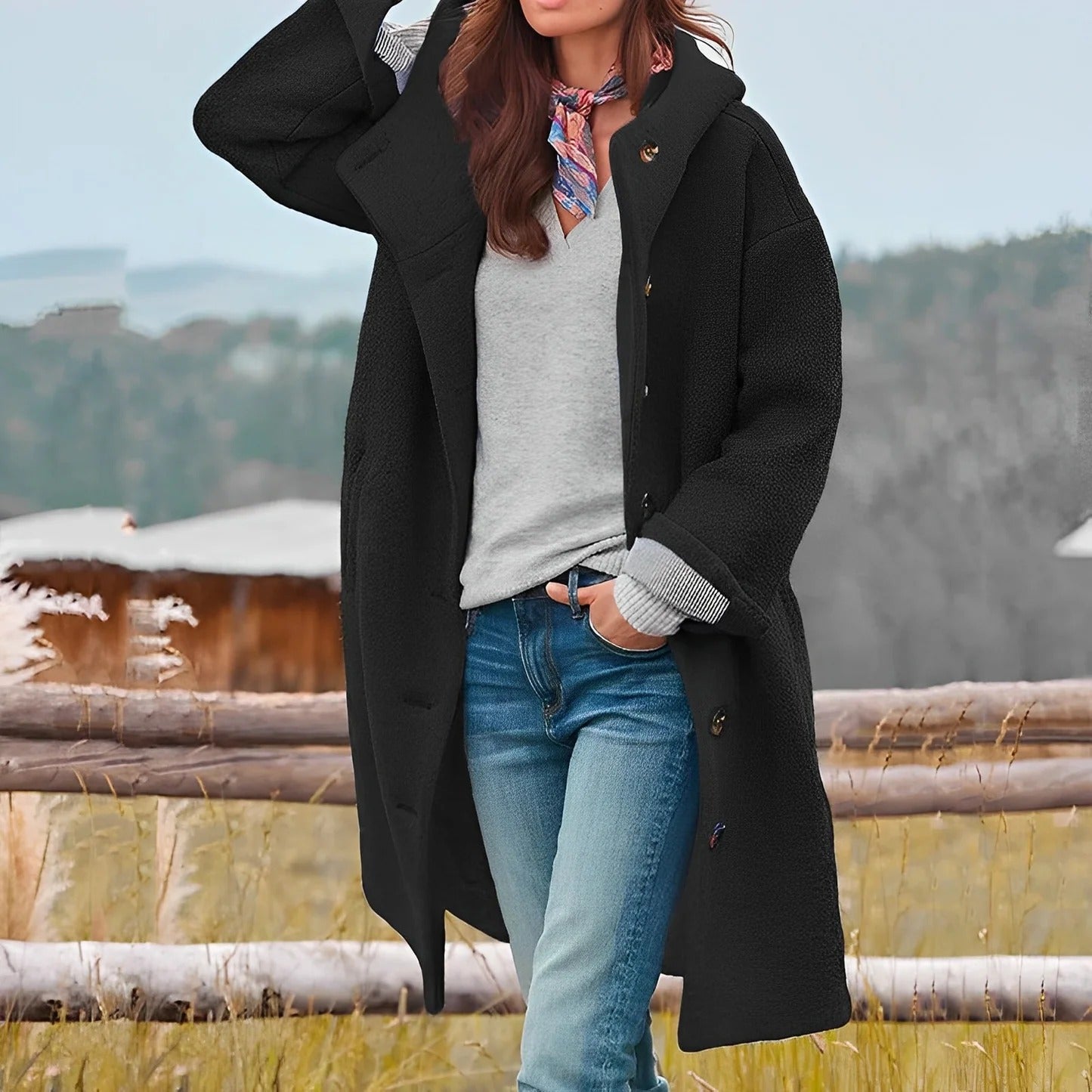 Charmaine - Schicker, warmer langer Damenmantel