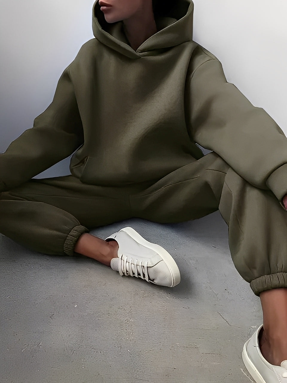 Adelia – Einfarbiges Hoodie-Set