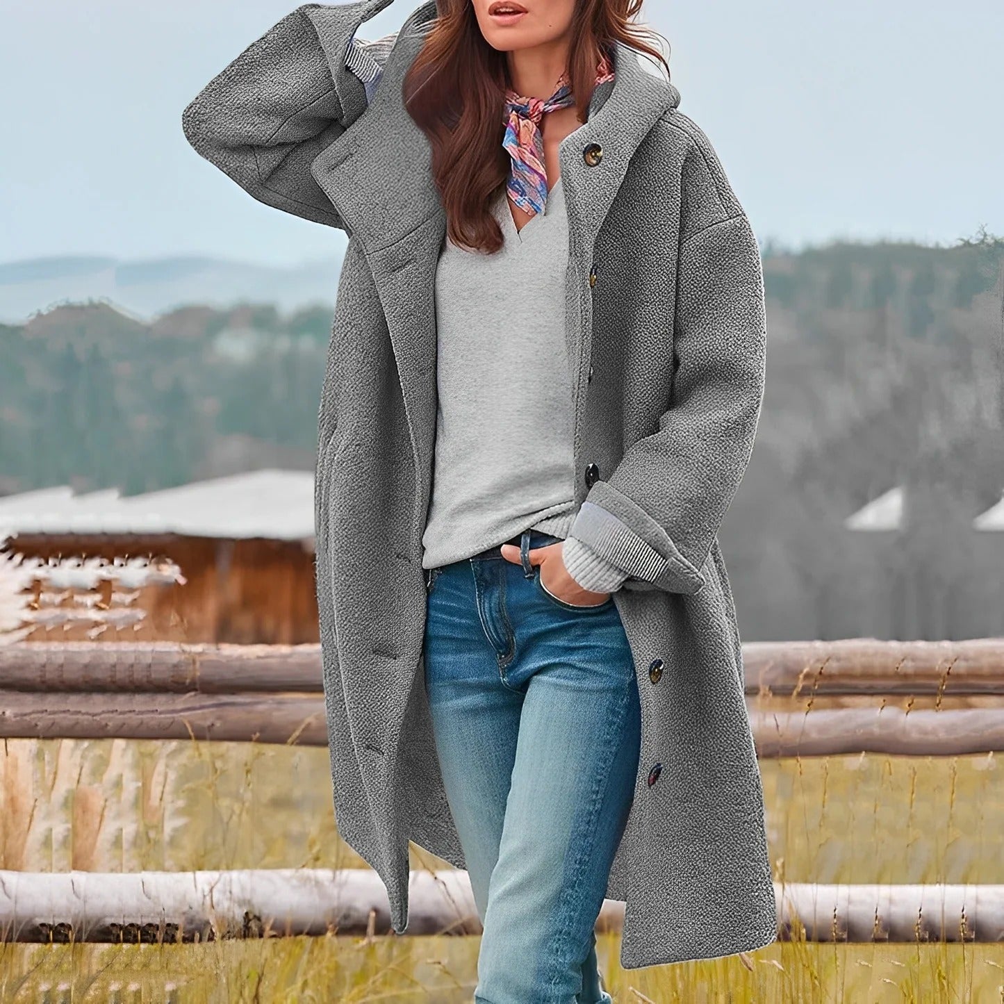 Charmaine - Schicker, warmer langer Damenmantel