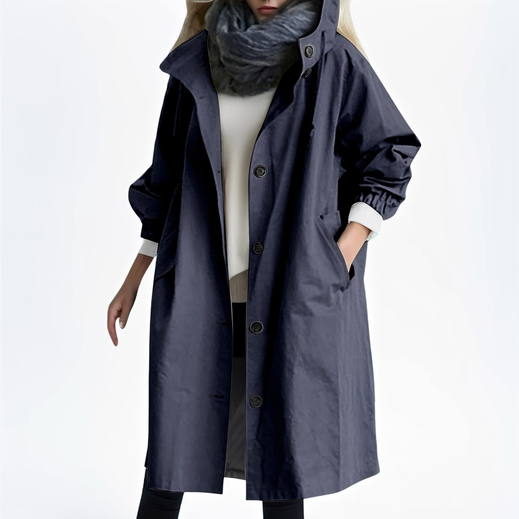 Shawna - Lange, wasserdichte Damenjacke mit Kapuze