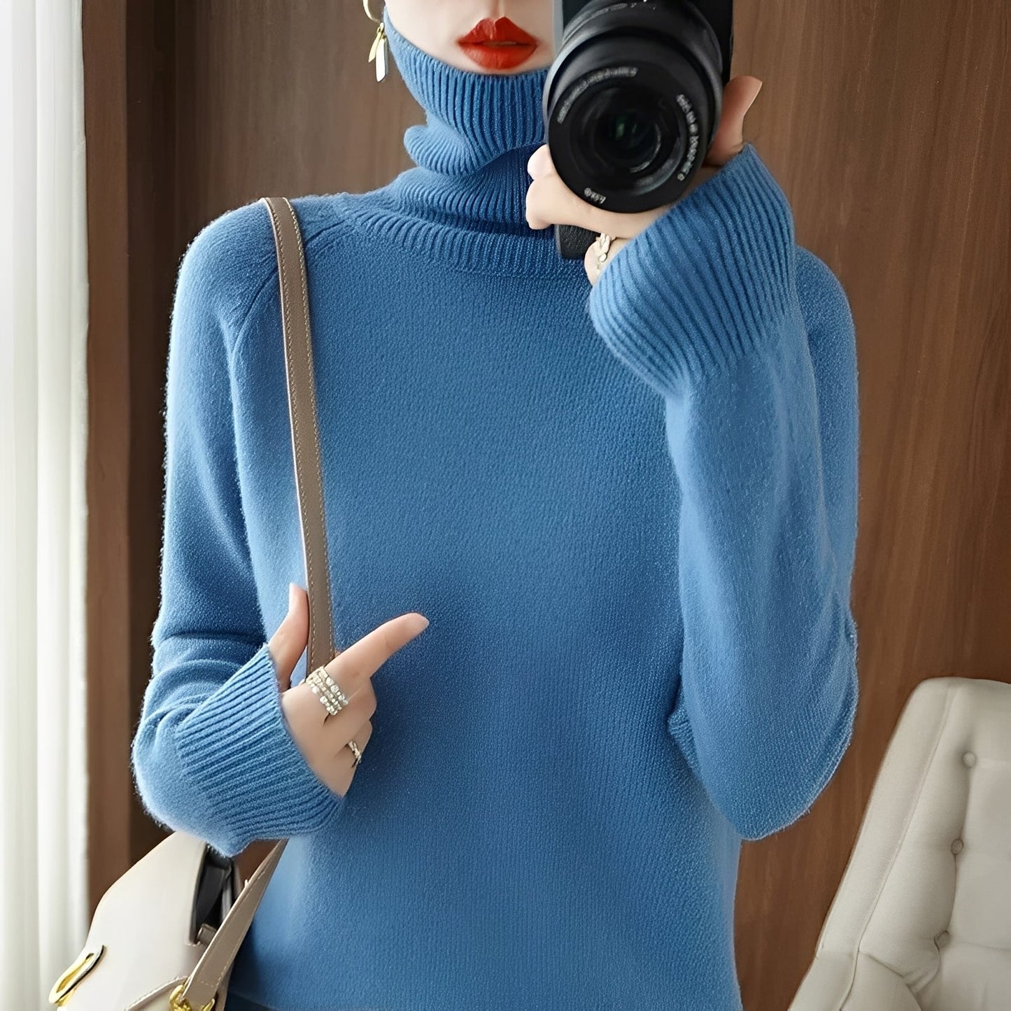 Ulyssa - Eleganter Damen-Kaschmir-Turtleneck-Pullover