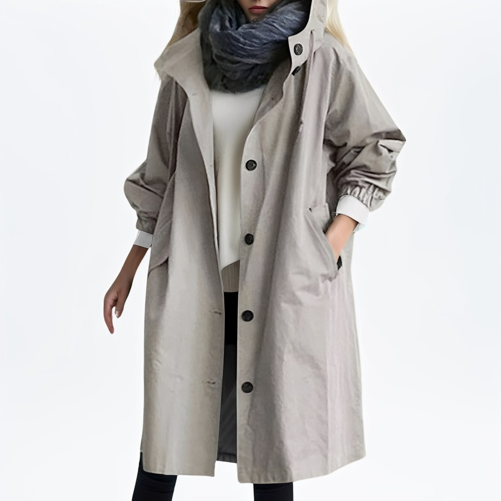 Shawna - Lange, wasserdichte Damenjacke mit Kapuze