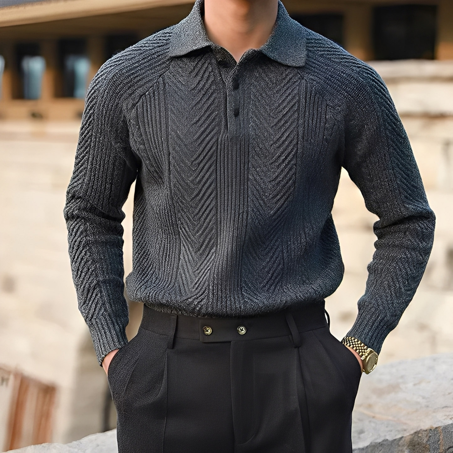 Darius – Langer Ärmel Strickpullover