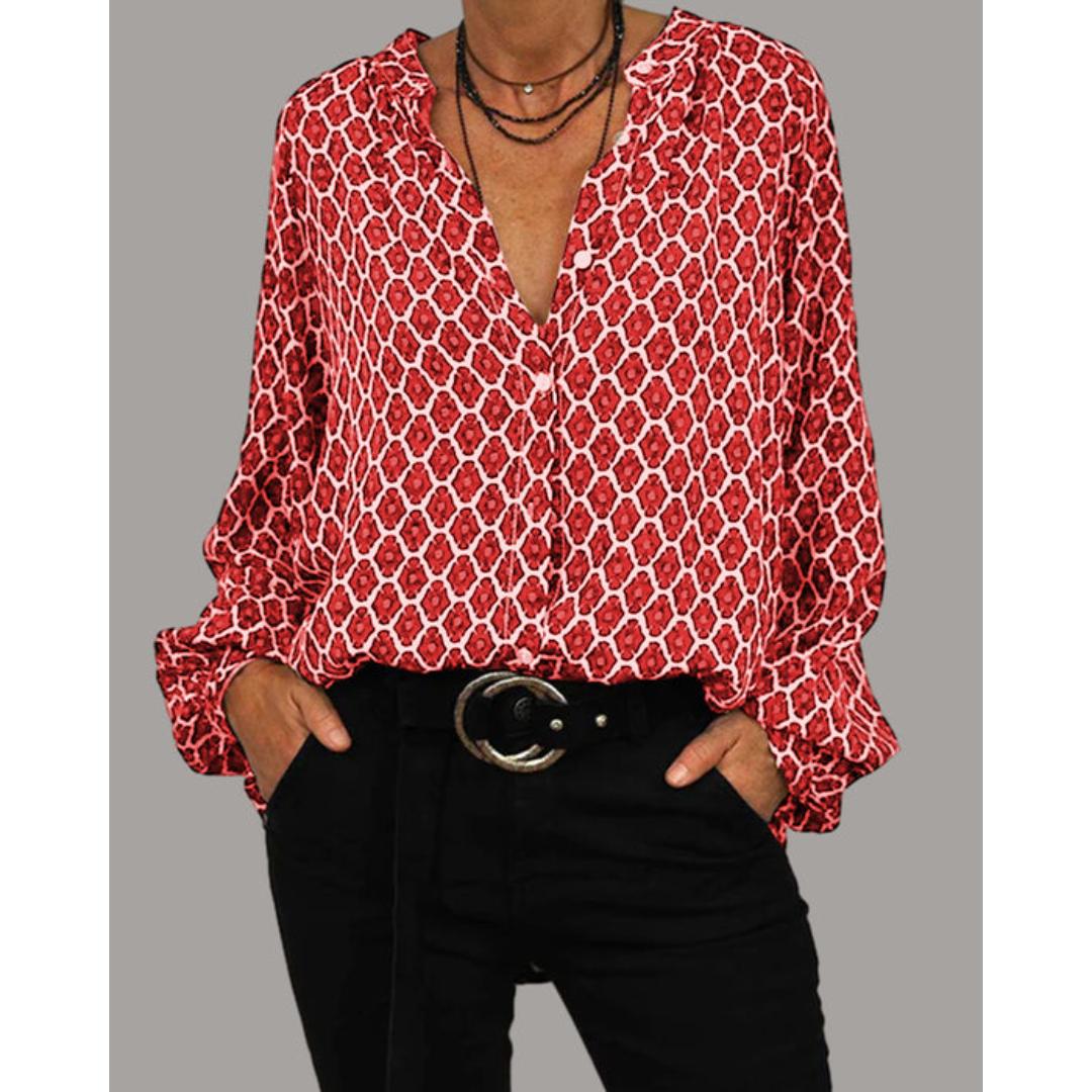 Zara - Bluse mit V-Ausschnitt