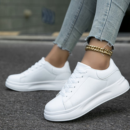 Techno - Damen Sneaker aus weißem Leder, Einfacher Look