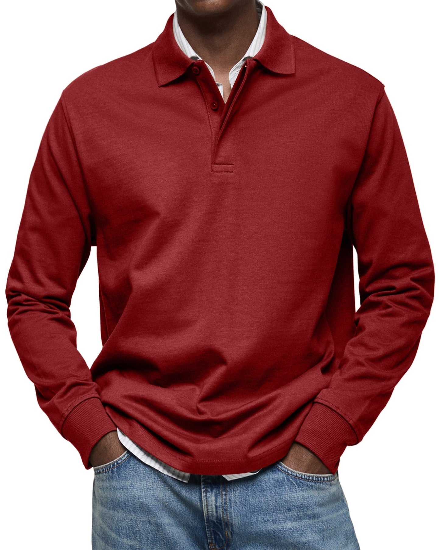 Dewey - Herren Langarm-Poloshirt, schlicht gehalten
