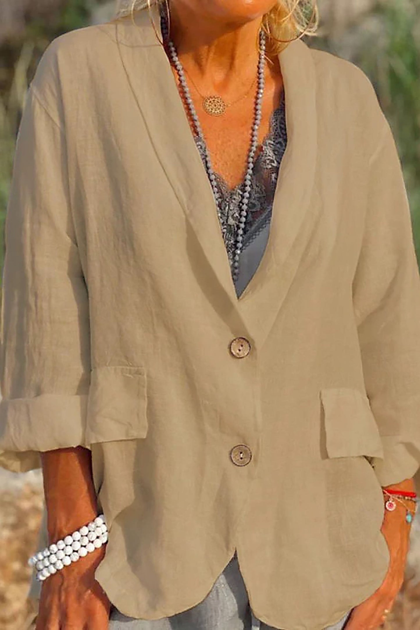Jessica – Leichte Leinenjacke mit Knöpfen