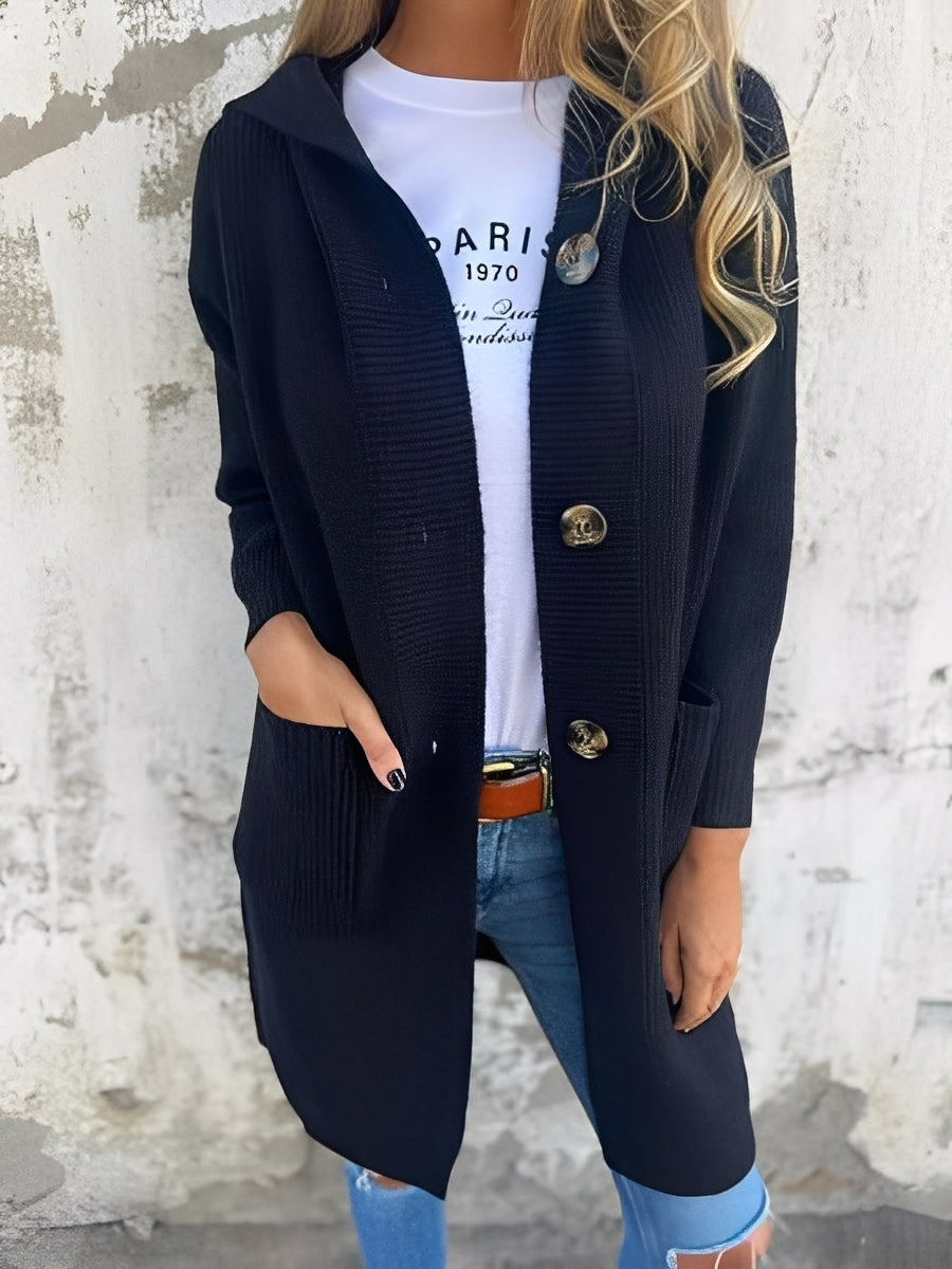Suzanna - Langer, lässiger Damen-Cardigan mit Kapuze
