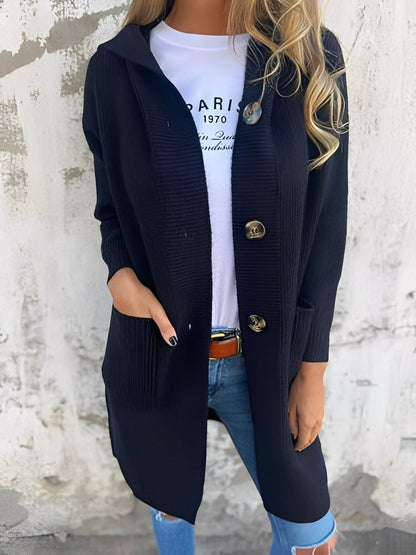 Suzanna - Langer, lässiger Damen-Cardigan mit Kapuze