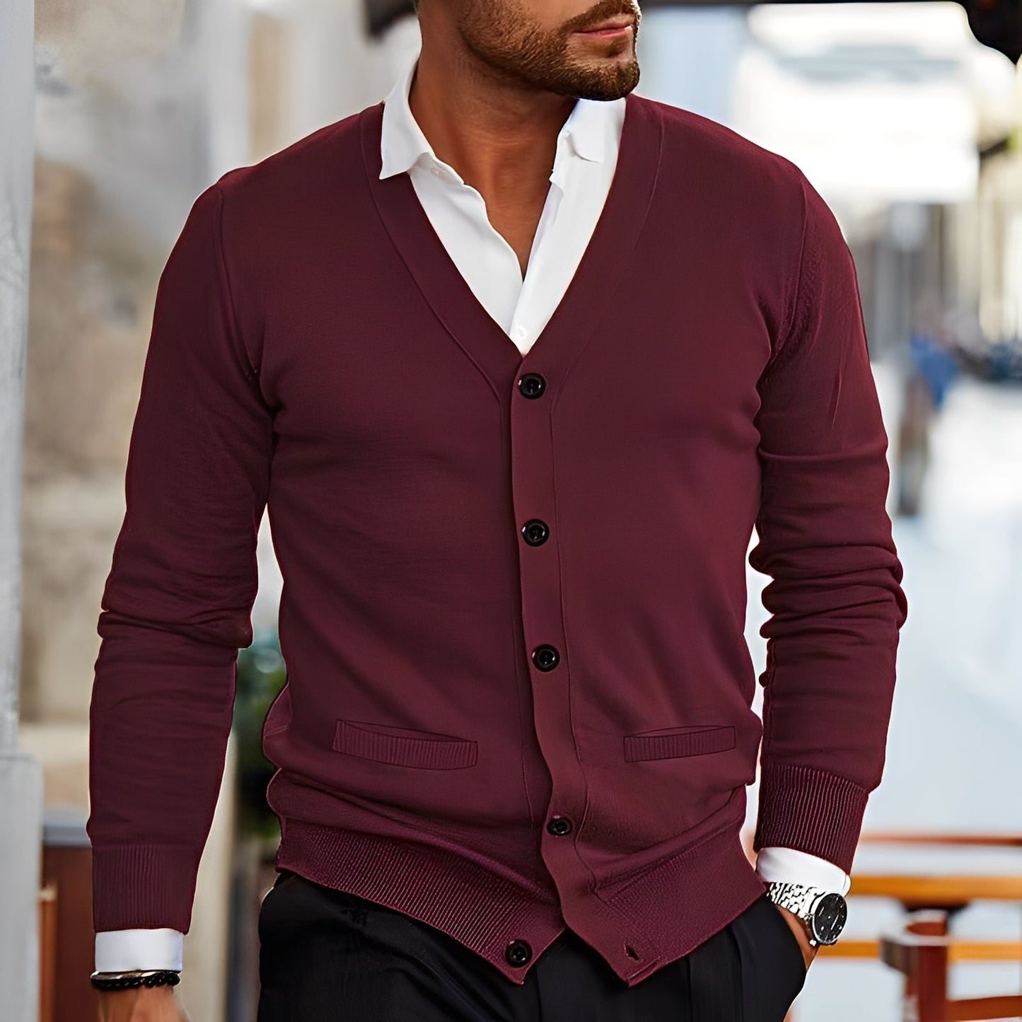 Terence - Traditioneller Herrenpullover mit Taschen