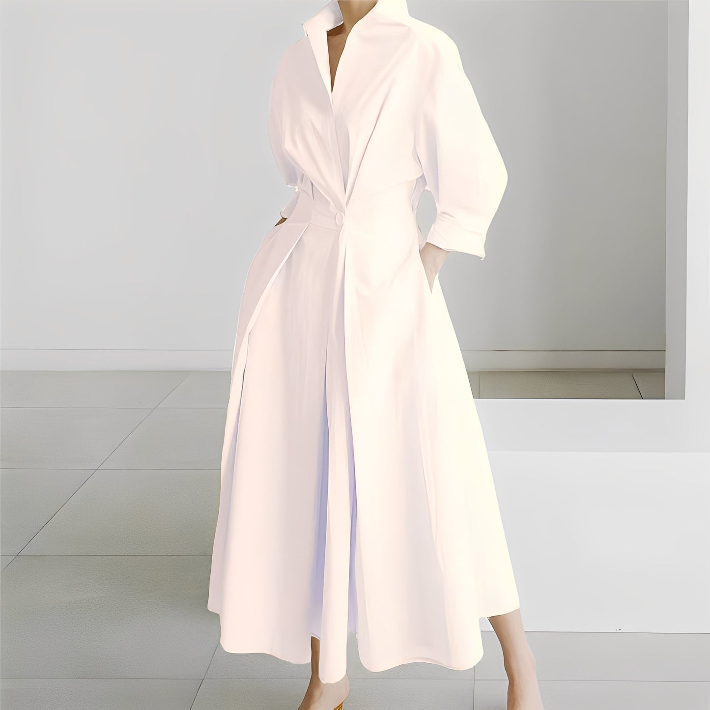 Lavina - Bequemes Damenkleid mit langen Ärmeln und Taschen