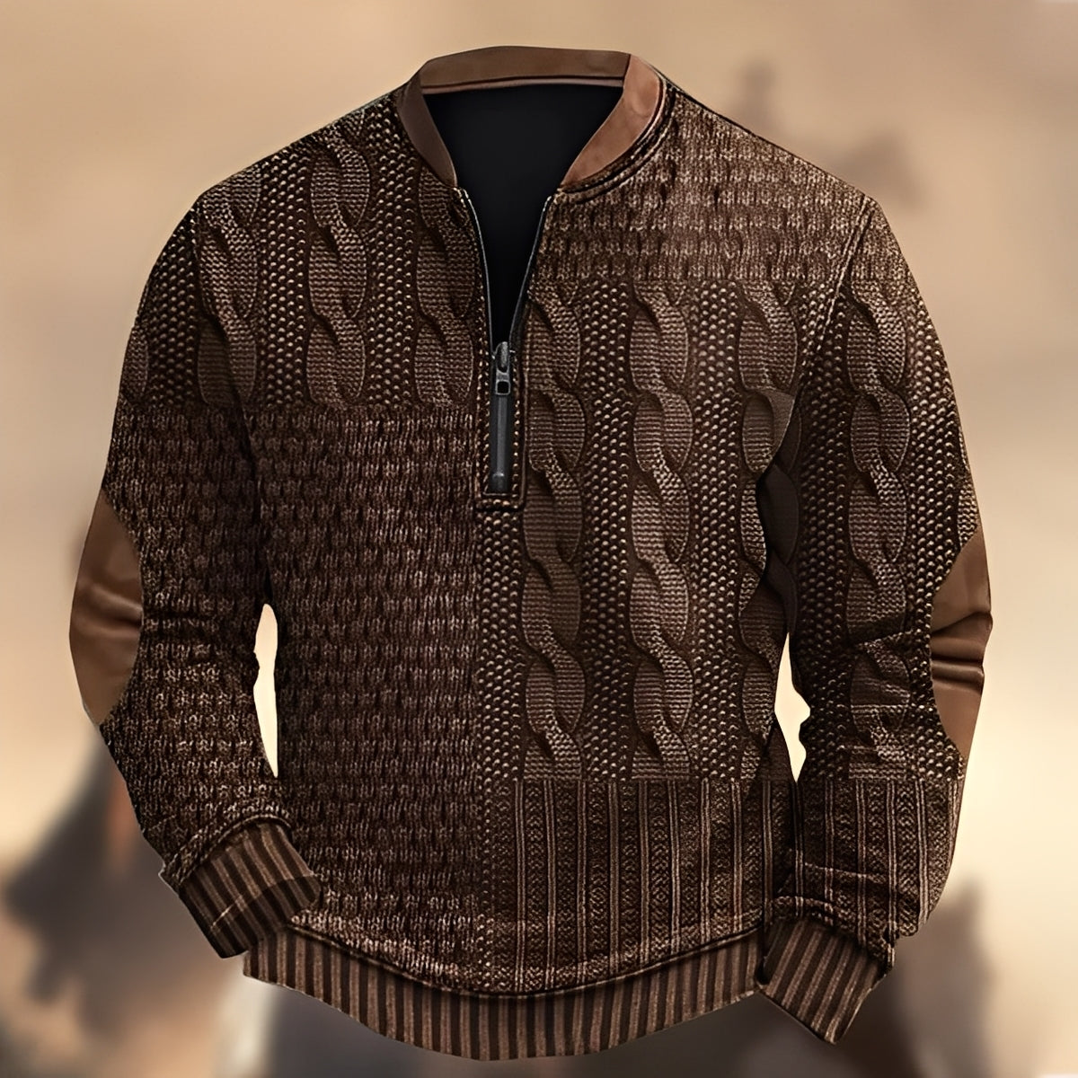 Edmund - Bequemer Herrenpullover mit Muster und Zipper