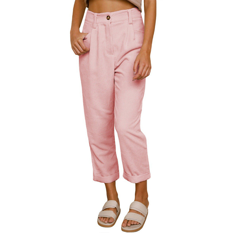 Chelsie - Bequeme Damenhose aus Cord mit hohem Bund