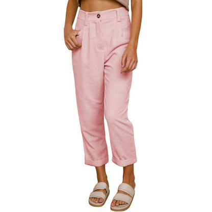 Chelsie - Bequeme Damenhose aus Cord mit hohem Bund