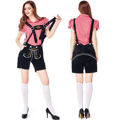 Dahlia - Oktoberfest-Stil mit karierten Overalls für Damen