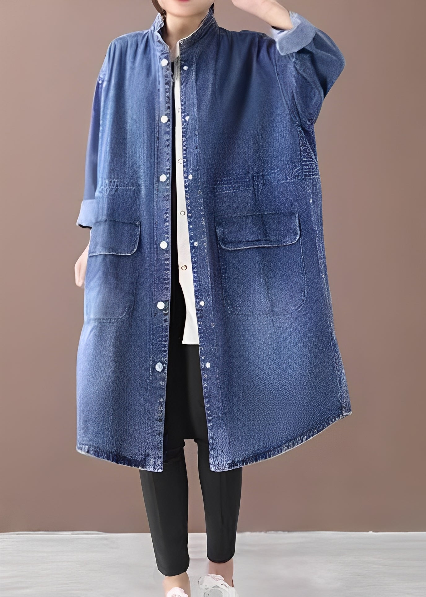 Jacinda - Damen-Jeansjacke im lässigen Stil mit Stehkragen