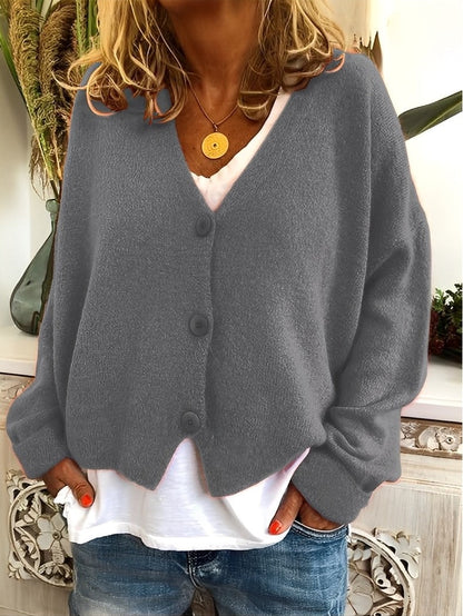 Evette - Gemütliche Damenstrickjacke mit Knöpfen