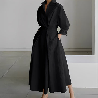 Lavina - Bequemes Damenkleid mit langen Ärmeln und Taschen