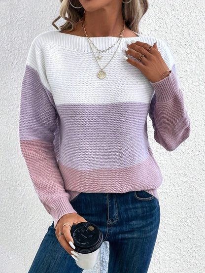 Margaret - Frauenpullover mit Streifen und Patchwork