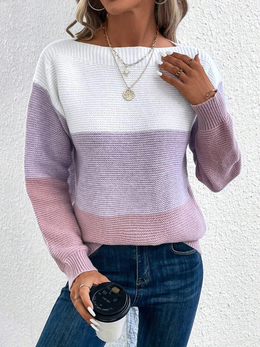 Margaret - Frauenpullover mit Streifen und Patchwork