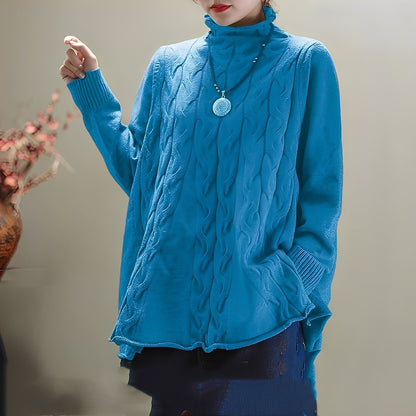 Merla - Bequemer Damenrollkragenpullover mit Seitenschlitz