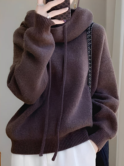 Roxane - Bequemer Damenpullover aus Wolle mit Kapuze