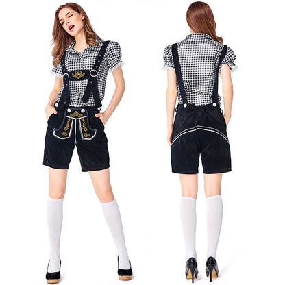 Dahlia - Oktoberfest-Stil mit karierten Overalls für Damen