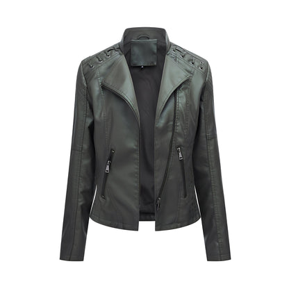 Narelle - Stilvolle, schmal geschnittene kurze Damenlederjacke