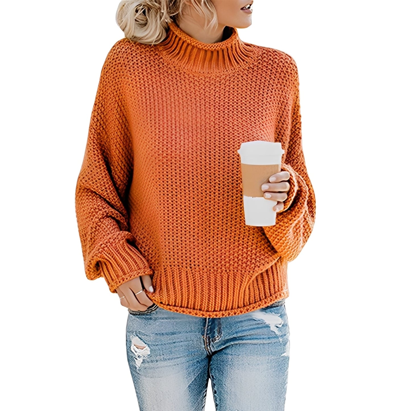 Evalyn - Bequemer Damenpullover mit hohem Kragen