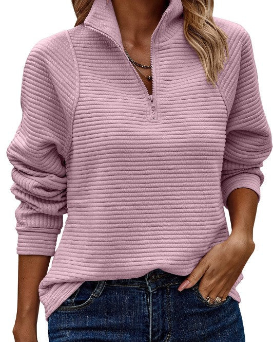 Zinnia - Damenpullover mit Reißverschluss und Ripp-Look