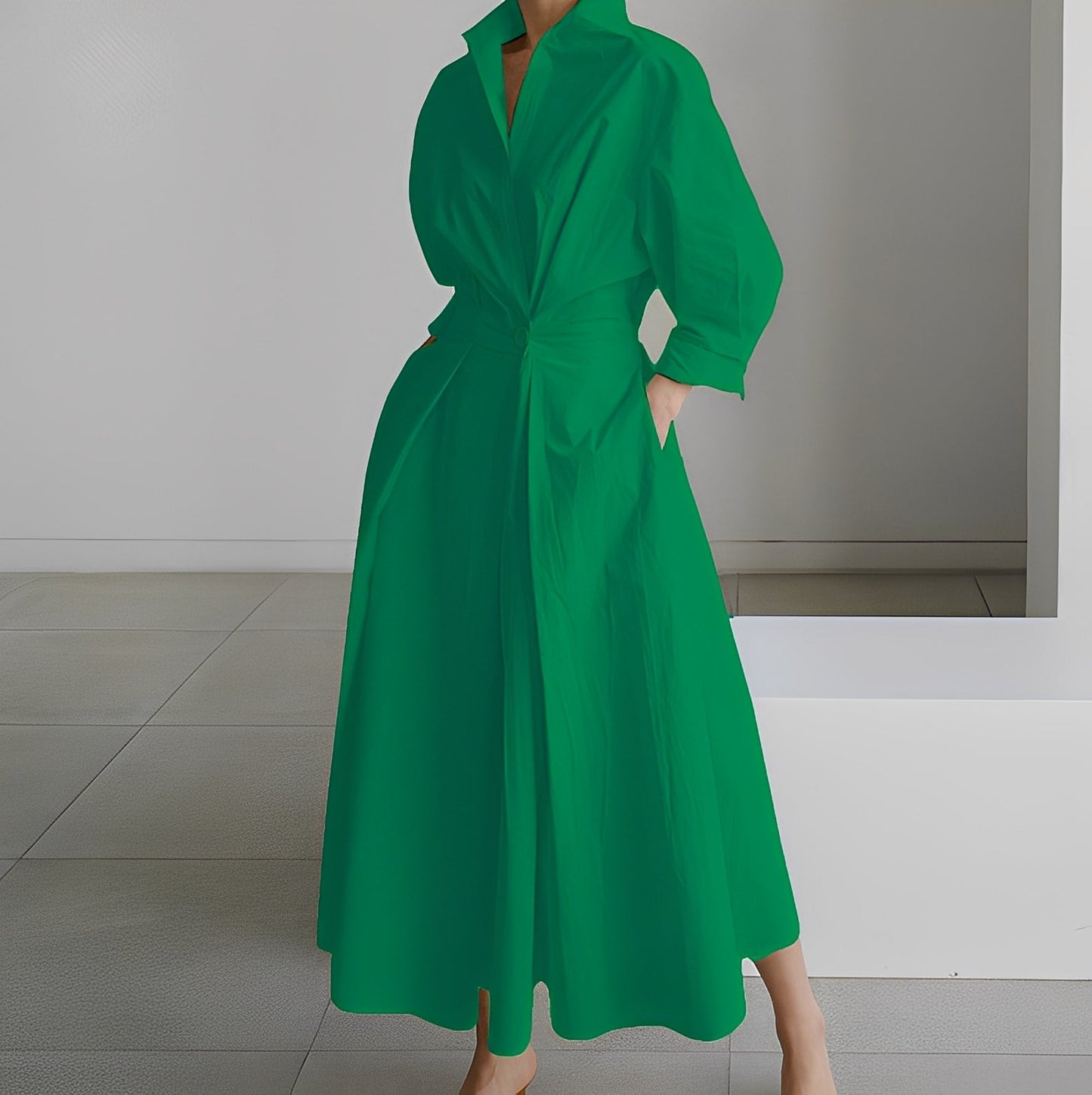 Lavina - Bequemes Damenkleid mit langen Ärmeln und Taschen