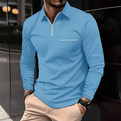 Bernard - Bequemes Langarm-Shirt mit Brusttasche für Herren