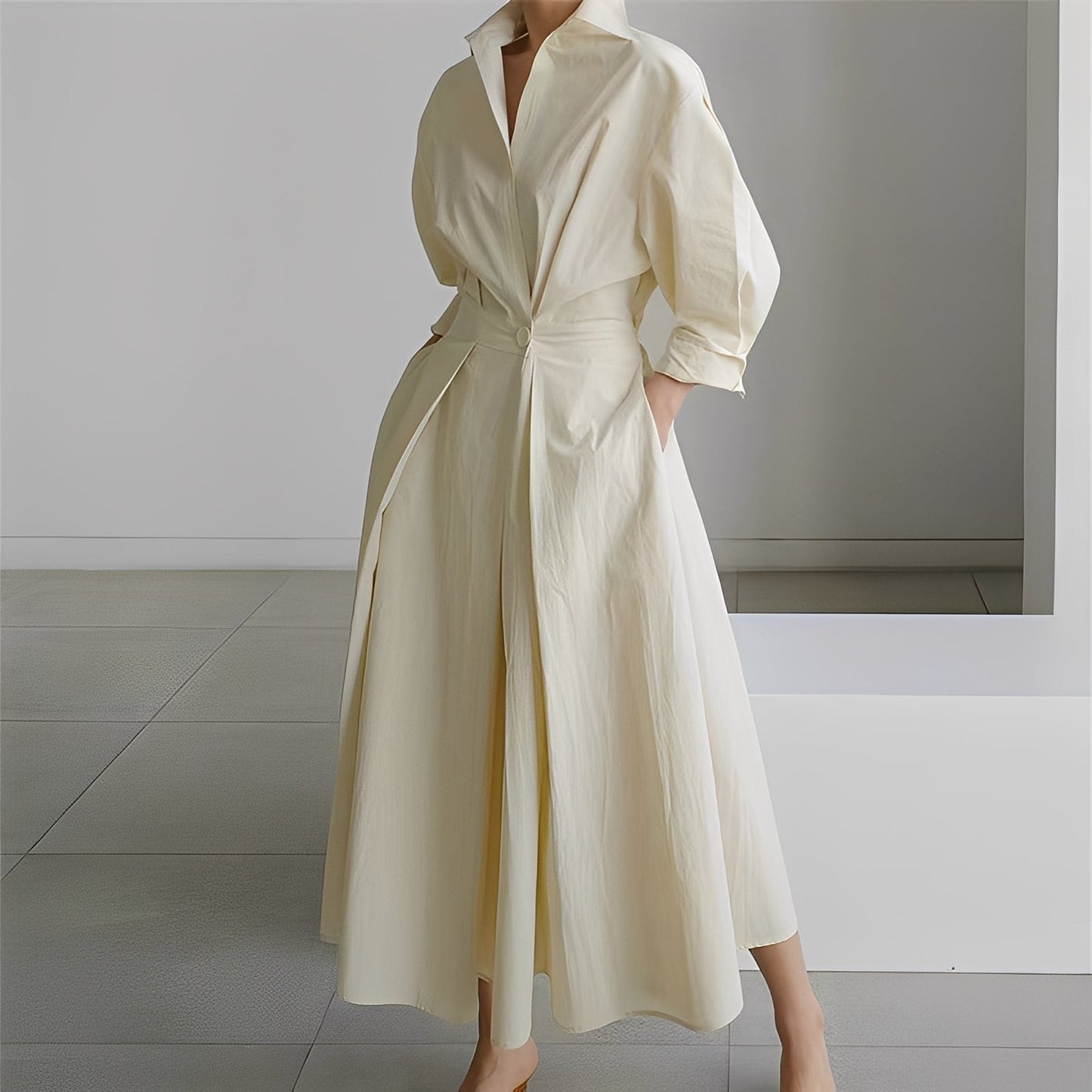Lavina - Bequemes Damenkleid mit langen Ärmeln und Taschen