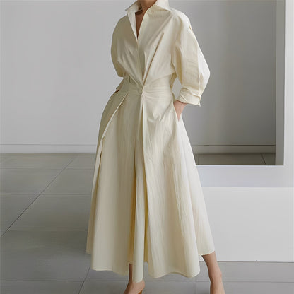 Lavina - Bequemes Damenkleid mit langen Ärmeln und Taschen