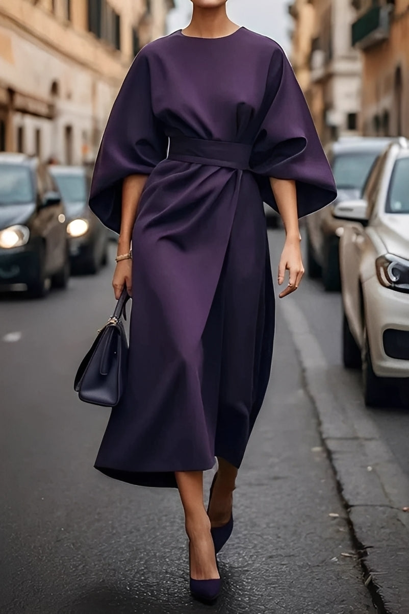 Nicole - Schickes Damen-Midikleid mit Puffärmeln