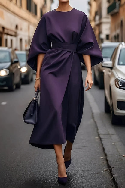 Nicole - Schickes Damen-Midikleid mit Puffärmeln